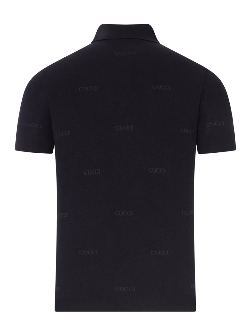 Gucci Men Jacquard Wool And Silk Polo