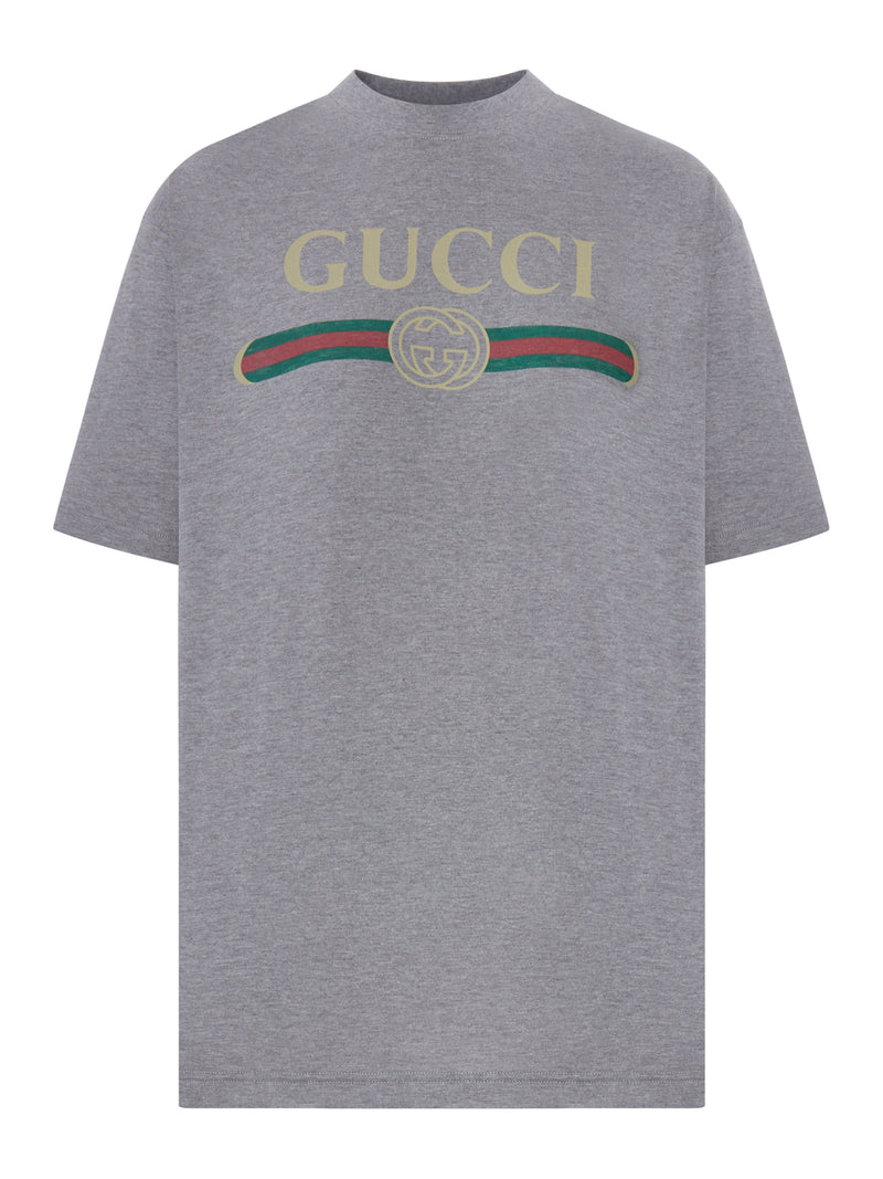 Gucci Women Cotton T-Shirt With Front Logo