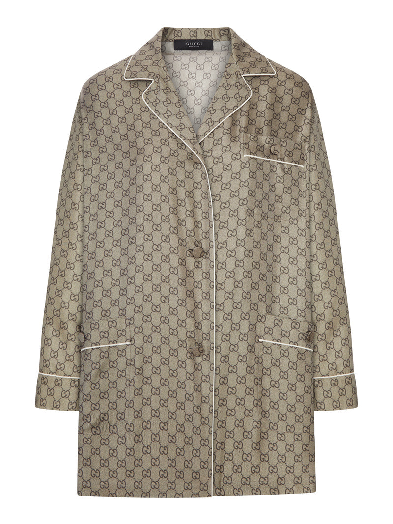 Gucci Women Printed Silk Twill Shirt