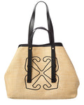 Off-White East West Large Straw & Leather Tote