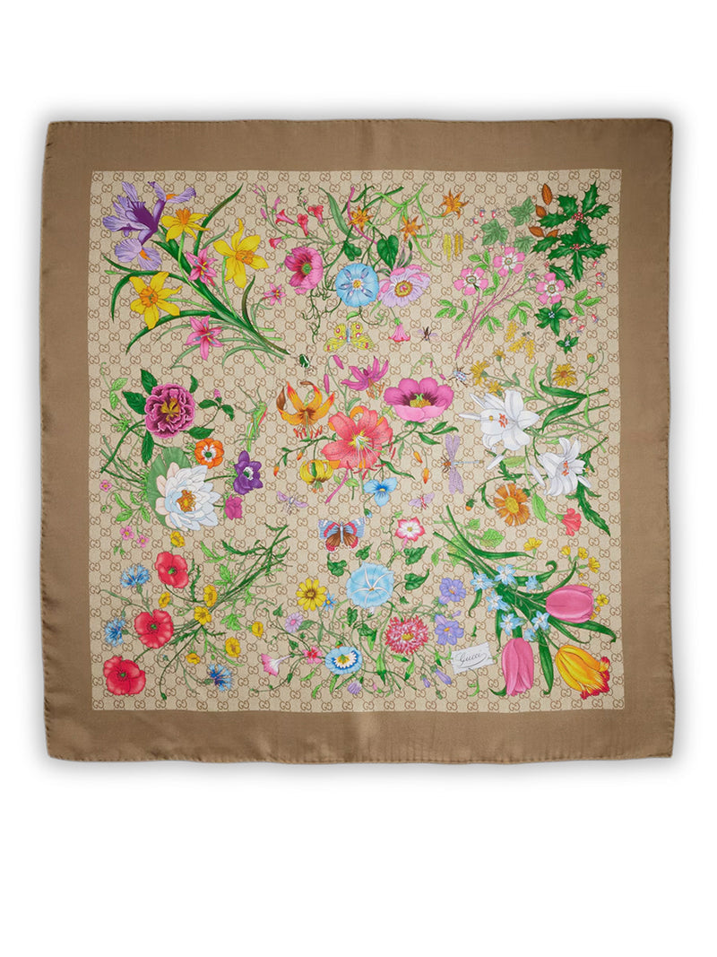 Gucci Women Silk Twill Scarf With Gg Print