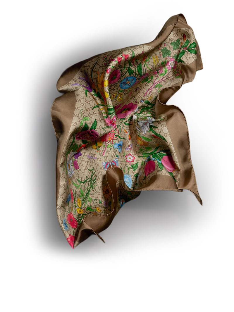 Gucci Women Silk Twill Scarf With Gg Print