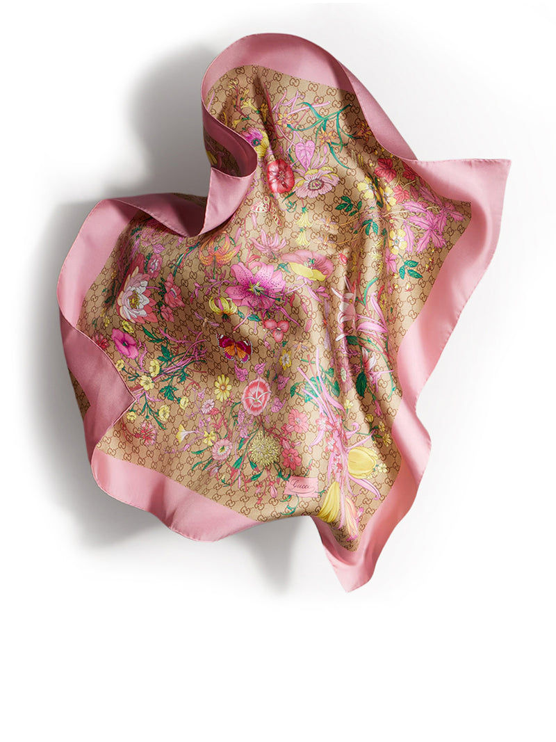 Gucci Women Silk Twill Scarf With Gg Print
