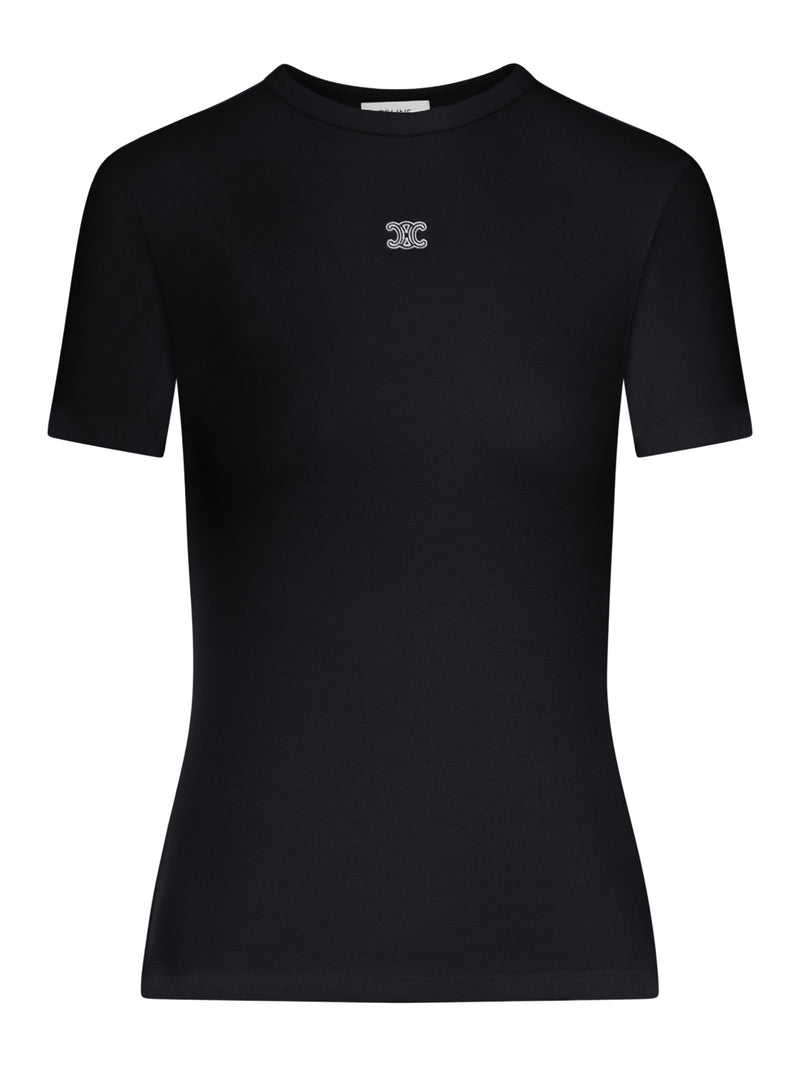 Celine Women Slim Fit Cotton T-Shirt With Logo
