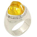 High-Polished 925 Sterling Silver Ring with AAA Grade CZ in Citrine