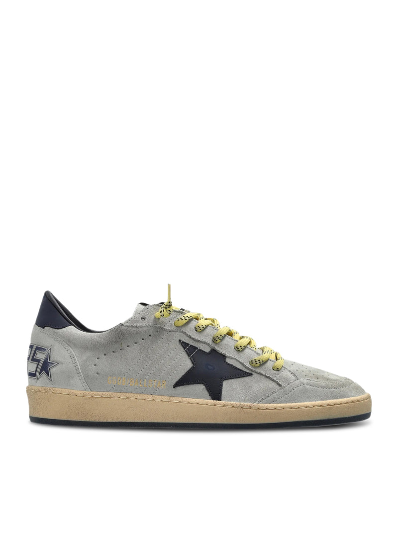 Golden Goose Deluxe Brand Men Ball-Star In Grey Suede With Star And Blue Patch