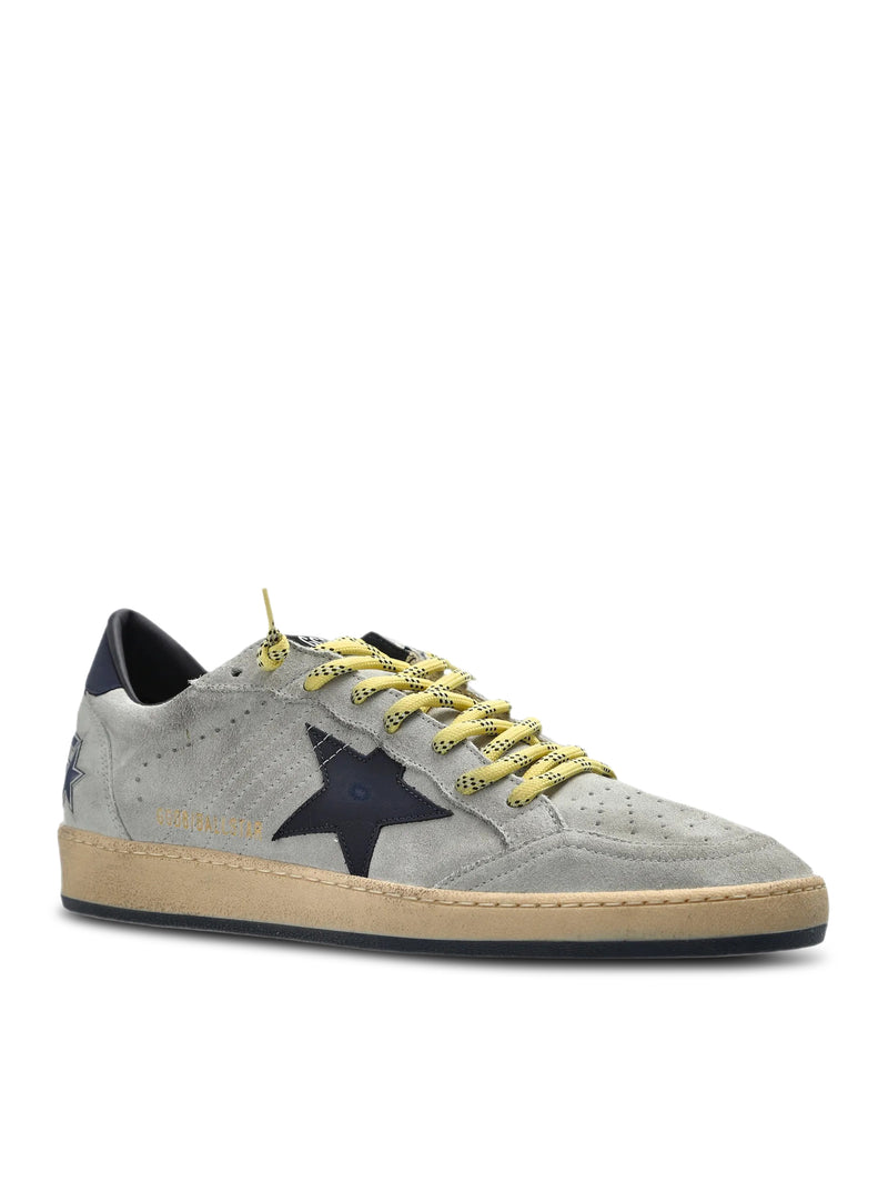 Golden Goose Deluxe Brand Men Ball-Star In Grey Suede With Star And Blue Patch