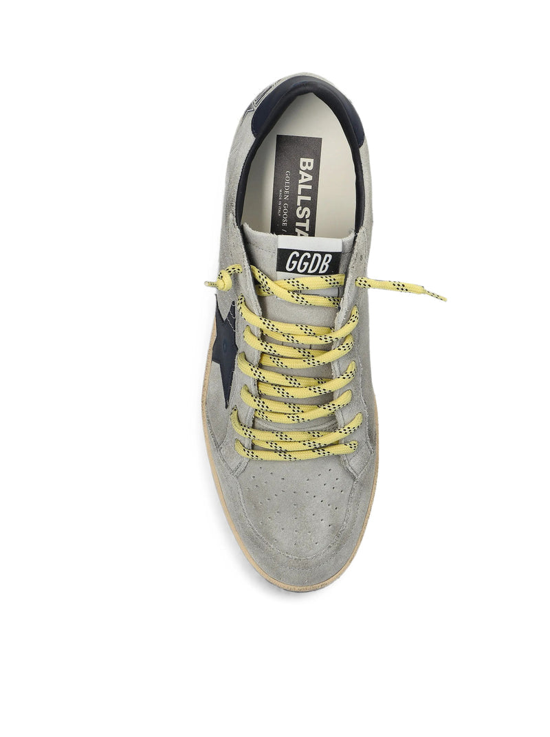 Golden Goose Deluxe Brand Men Ball-Star In Grey Suede With Star And Blue Patch