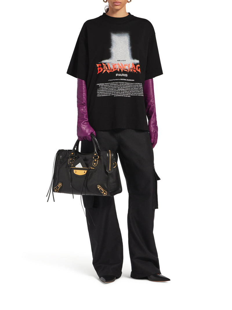 Balenciaga Women Oversized The Door T-Shirt In Dry Black Jersey