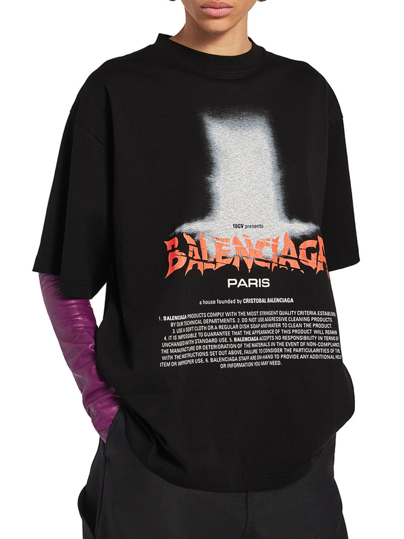 Balenciaga Women Oversized The Door T-Shirt In Dry Black Jersey