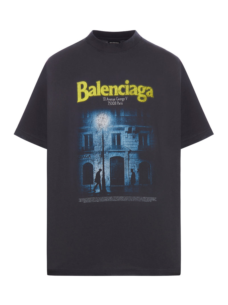 Balenciaga Women Oversized T-Shirt In Dry Black Jersey