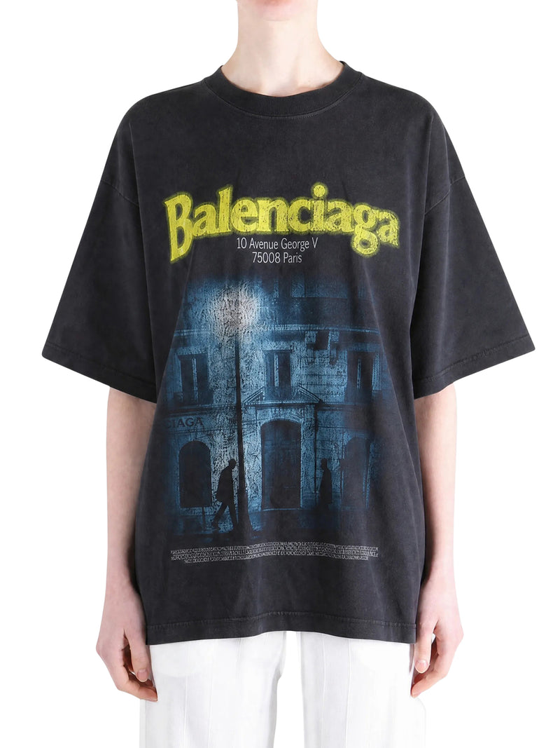 Balenciaga Women Oversized T-Shirt In Dry Black Jersey