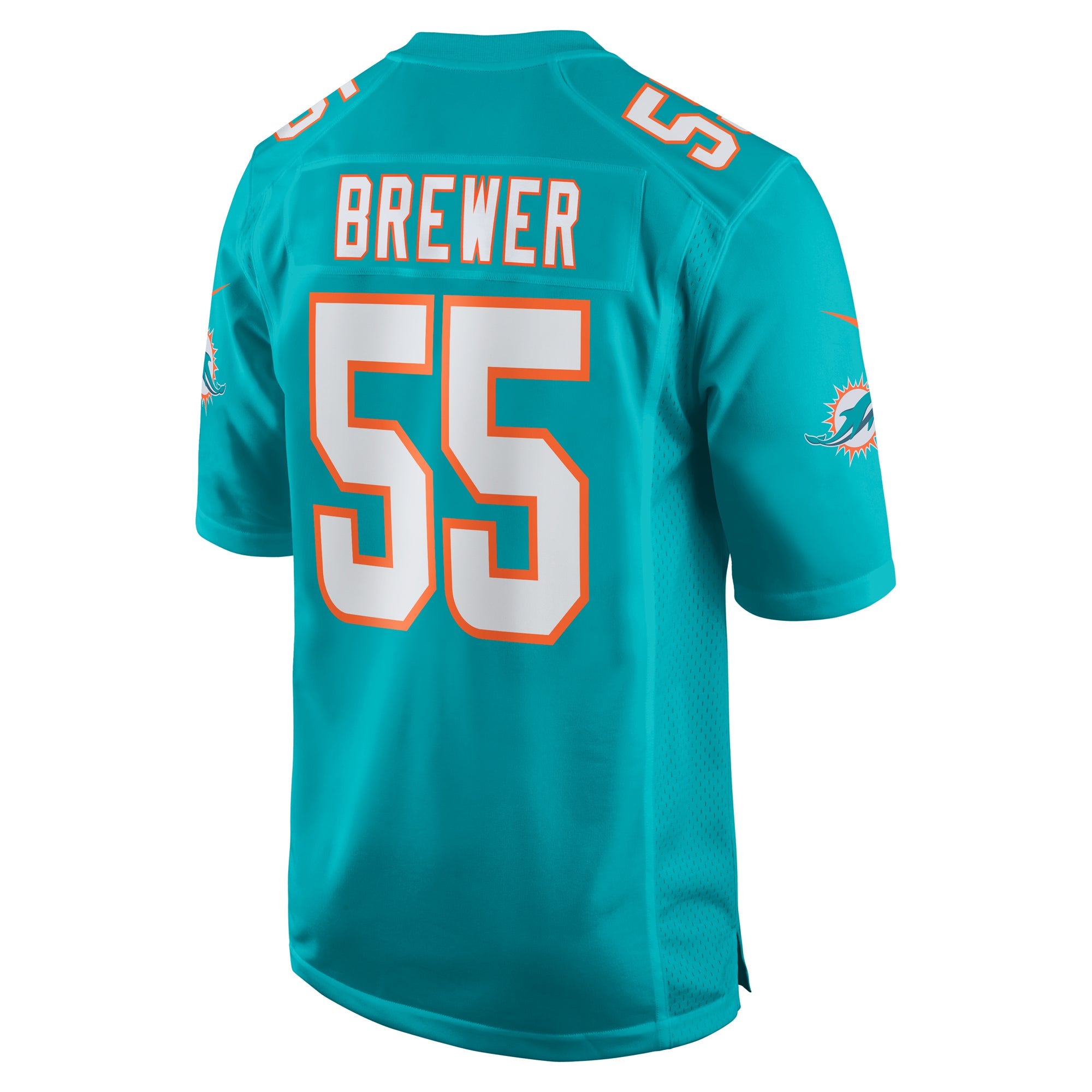 Miami Dolphins Aaron Brewer Aqua Game Jersey