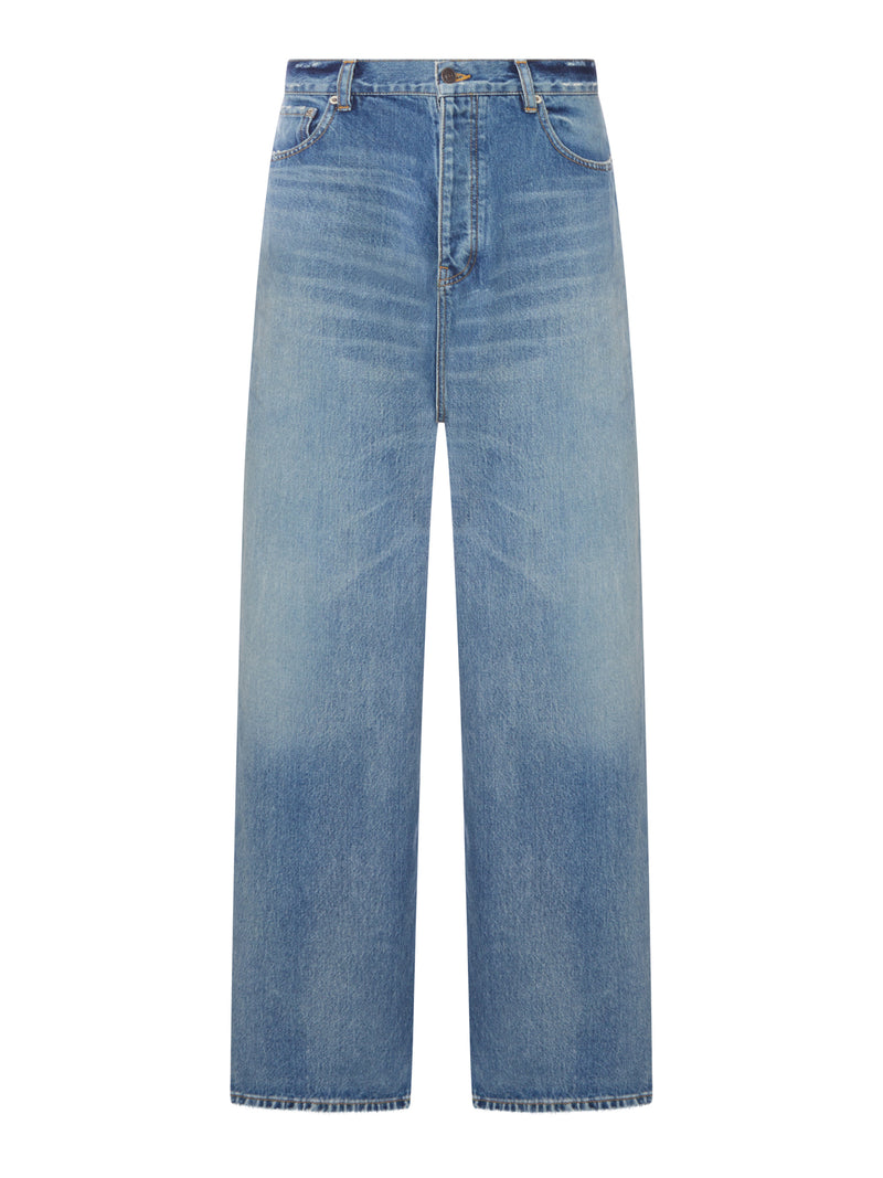 Balenciaga Men Dark Blue Organic Denim Baggy Jeans