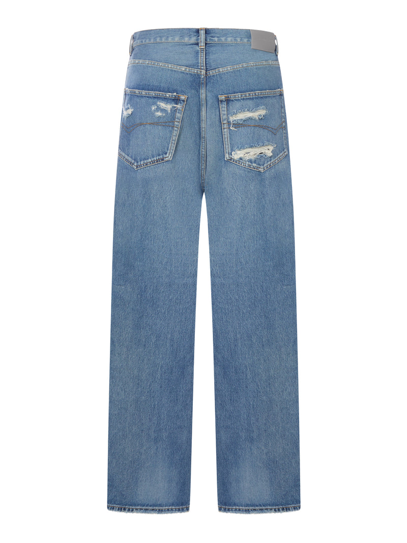 Balenciaga Men Dark Blue Organic Denim Baggy Jeans
