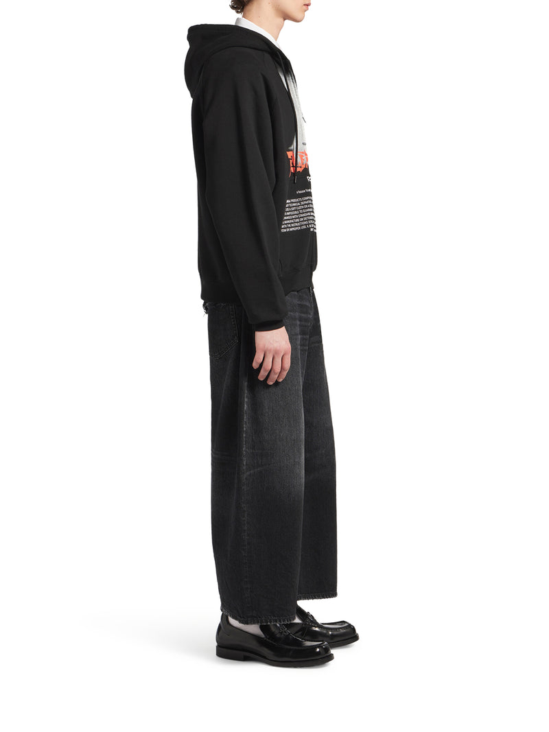 Balenciaga Men The Door Oversized Zip Sweatshirt In Black Dry Fleece