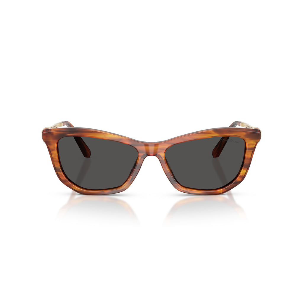 0Sk6057 Rectangular Tortoiseshell Acetate Sunglasses with Gold-tone Temples