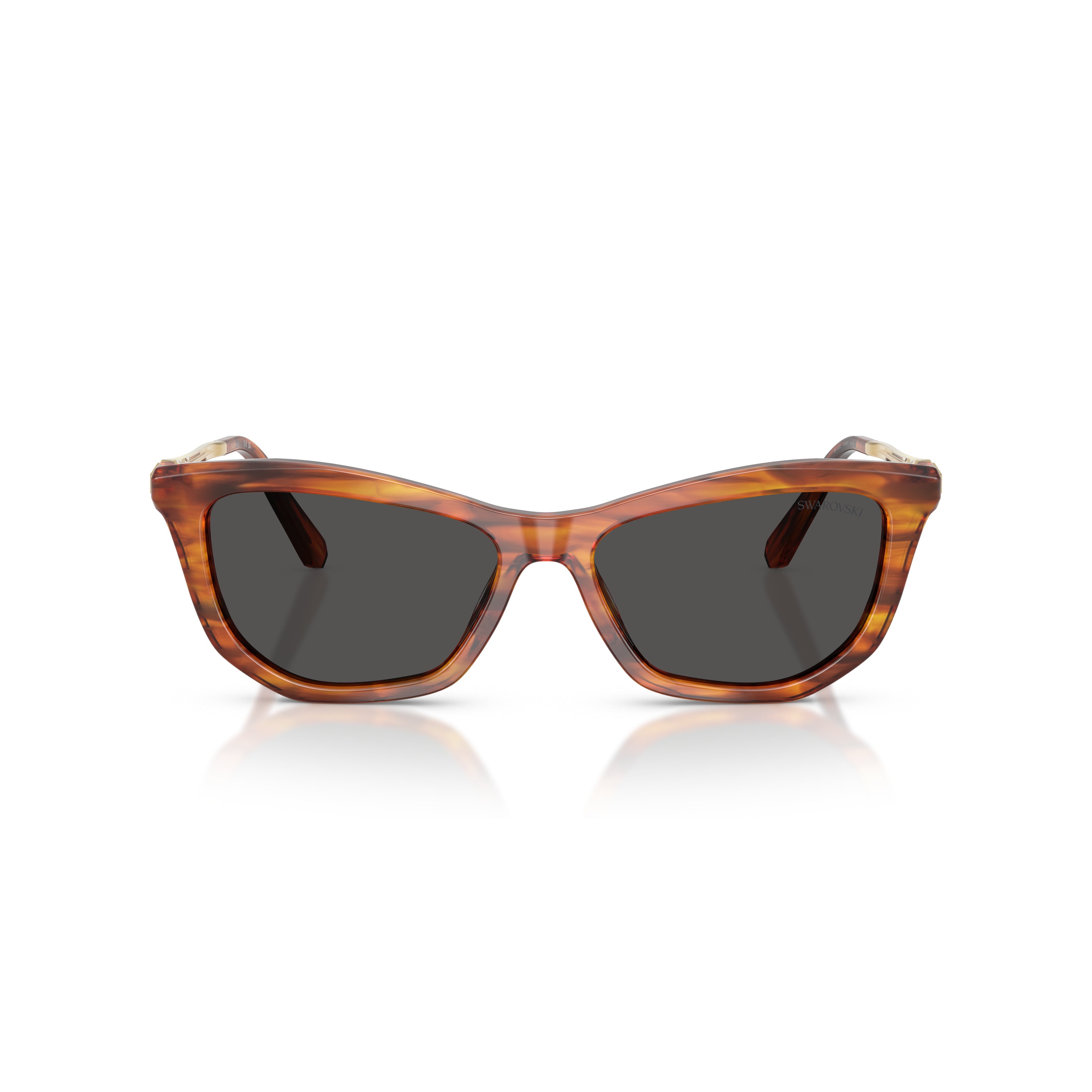 0Sk6057 Rectangular Tortoiseshell Acetate Sunglasses with Gold-tone Temples