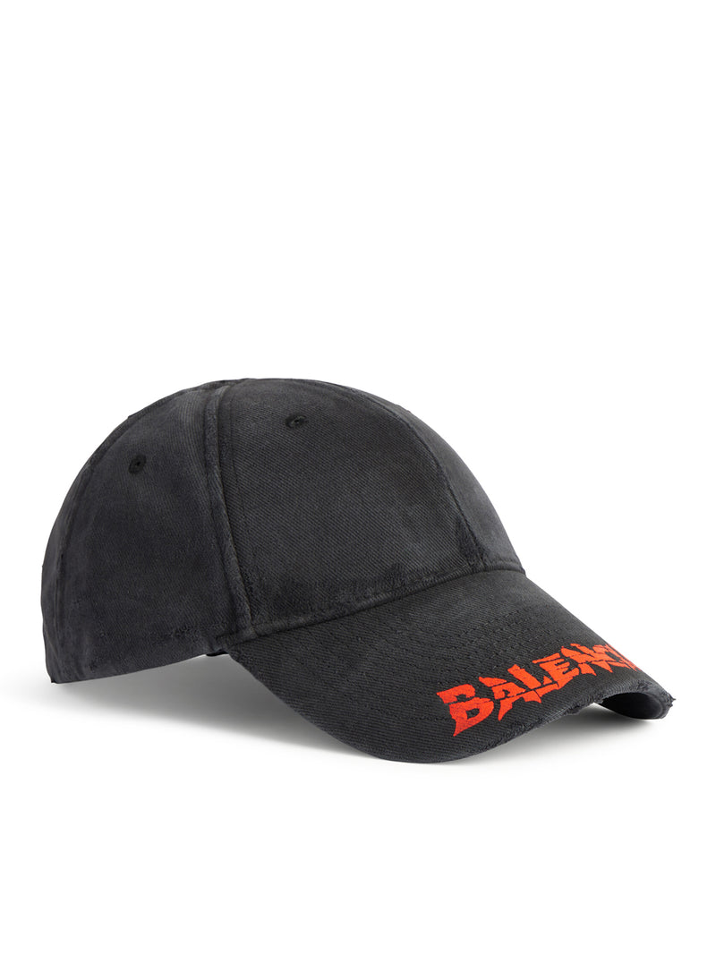 Balenciaga Men Black Cotton Drill Logo Hat