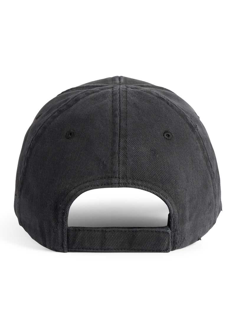 Balenciaga Men Black Cotton Drill Logo Hat