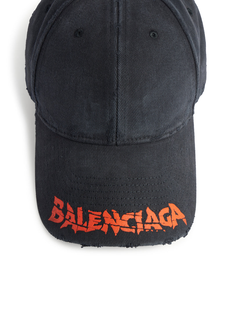 Balenciaga Men Black Cotton Drill Logo Hat
