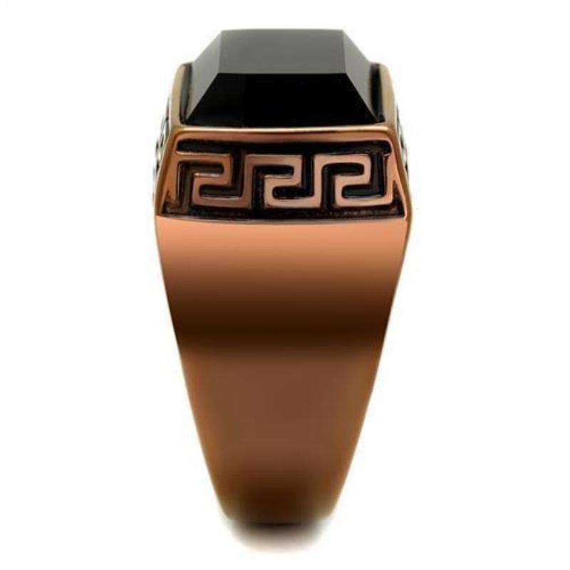 IP Coffee light Stainless Steel Ring with Synthetic Onyx in Jet