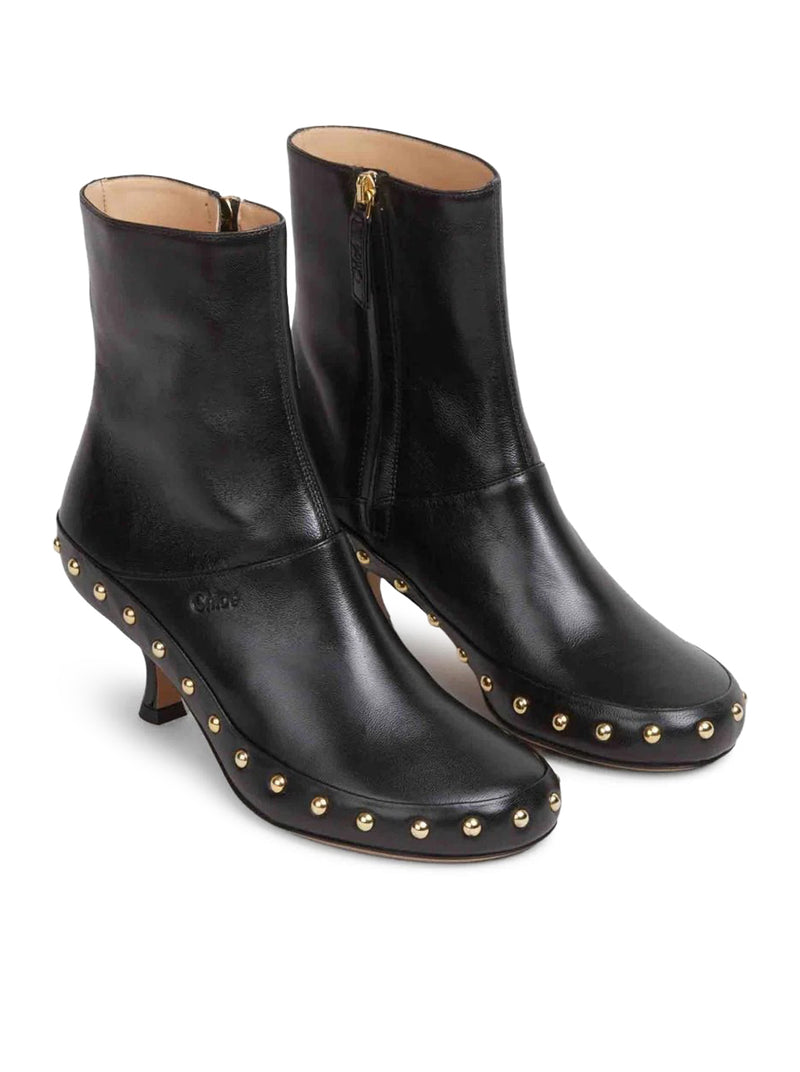Chloe` Women Junie Leather Boots With Studded Details