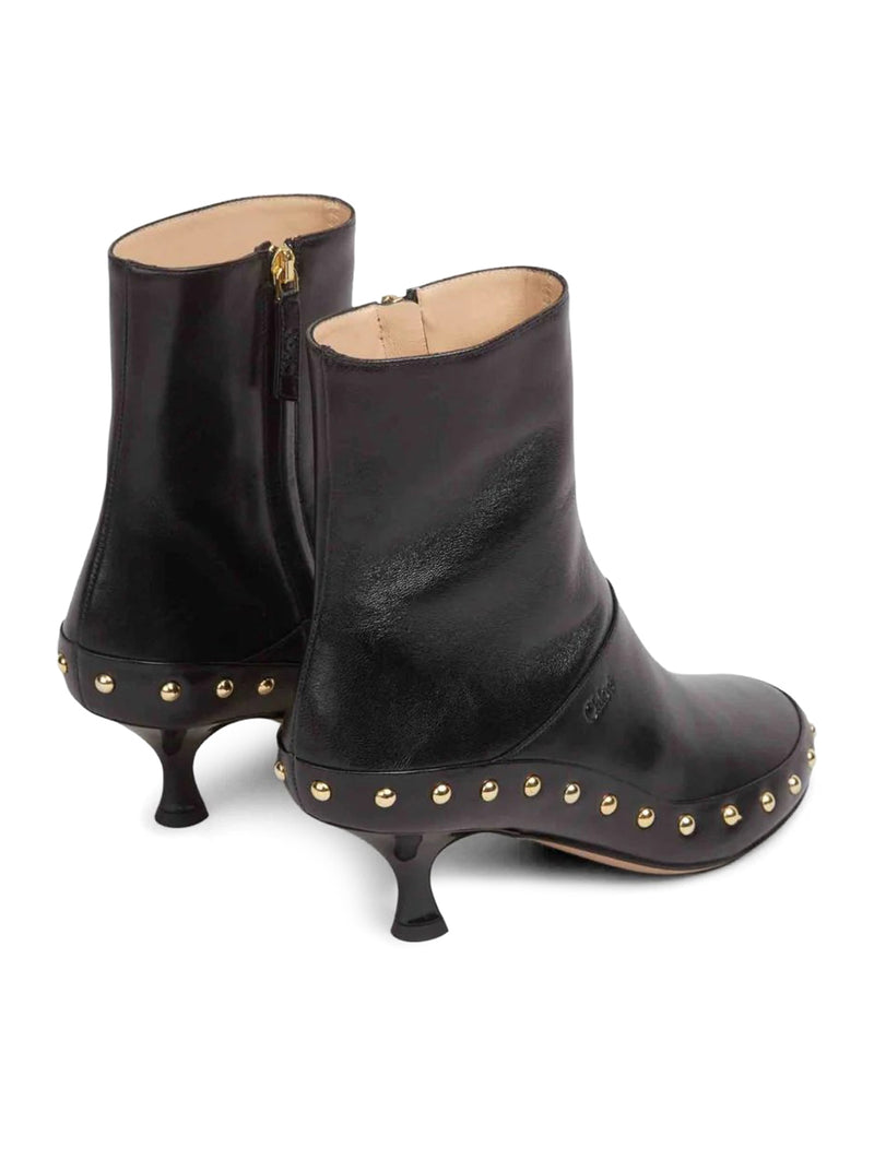 Chloe` Women Junie Leather Boots With Studded Details