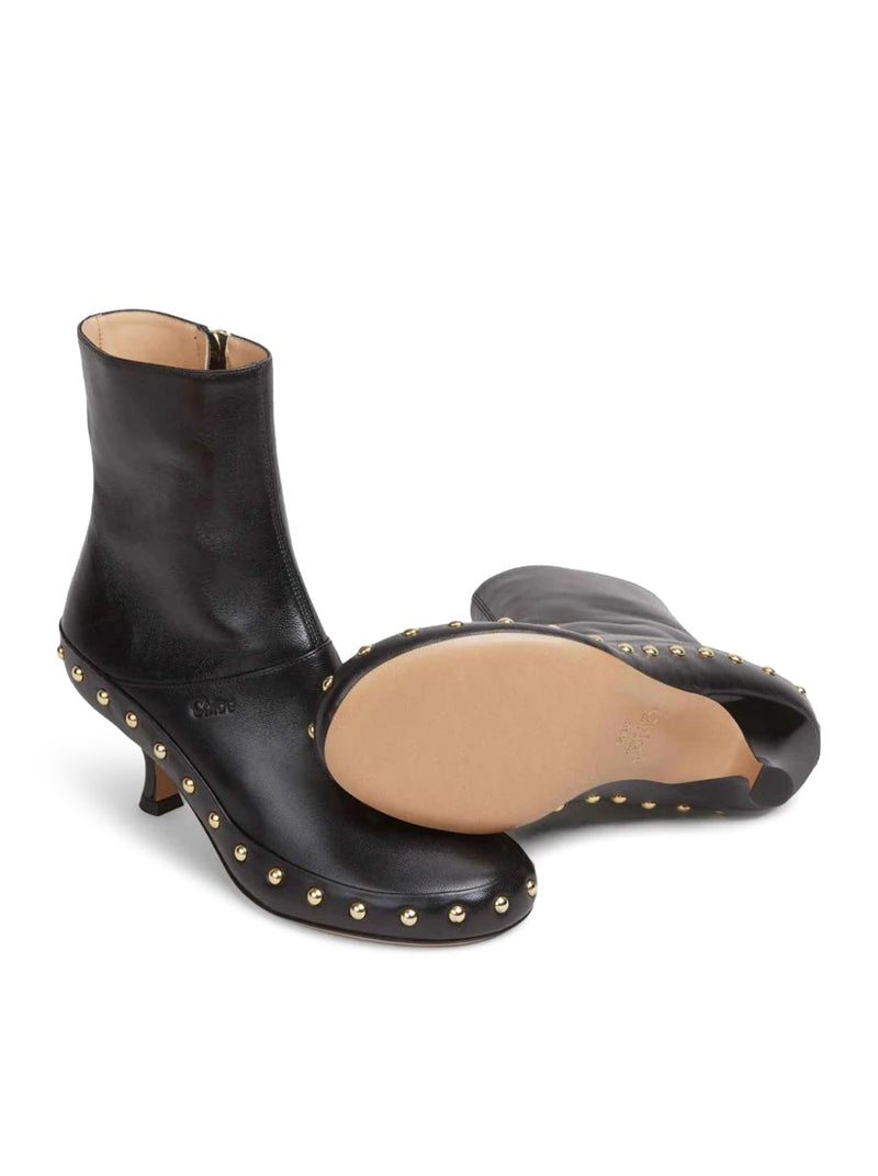 Chloe` Women Junie Leather Boots With Studded Details