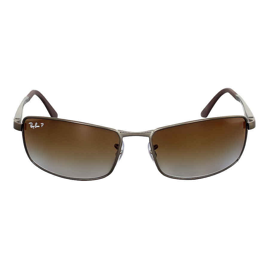 Ray Ban Polarized Brown Gradient Rectangular Men's Sunglasses RB3498 029/T5 61