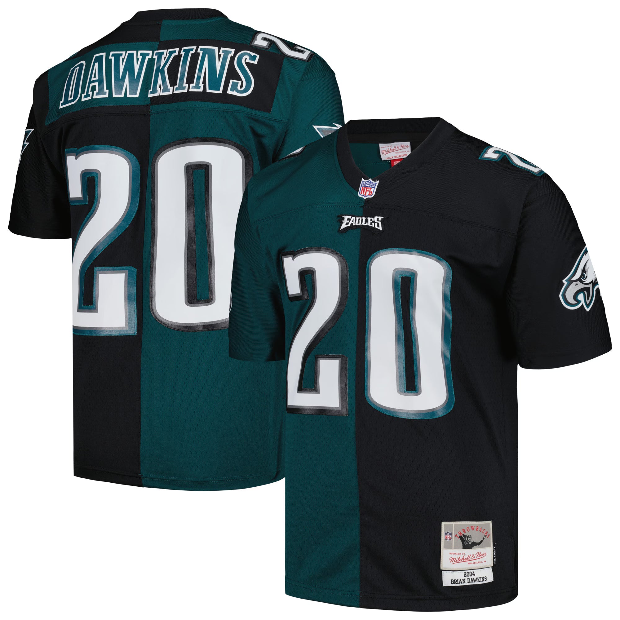 Philadelphia Eagles Brian Dawkins Mitchell & Ness Midnight Green/Black 2004 Split Legacy Replica Jersey