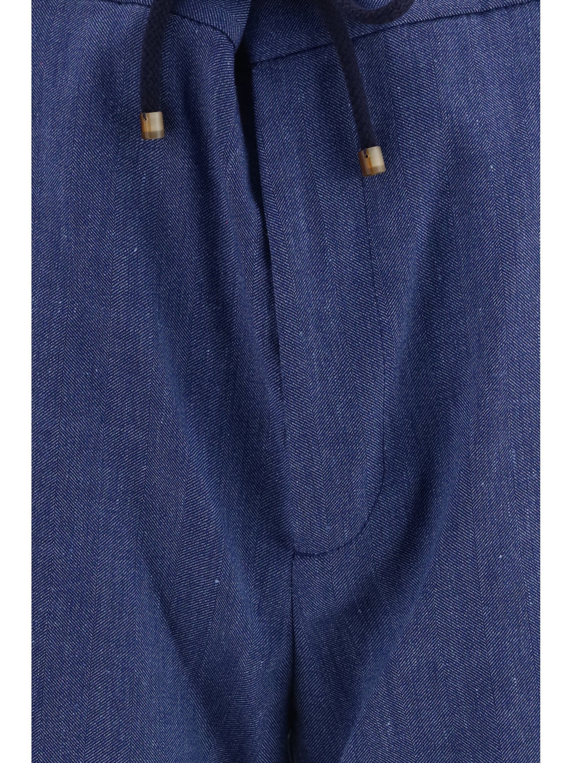 Brunello Cucinelli Men Linen And Virgin Wool Chevron Bermuda Shorts
