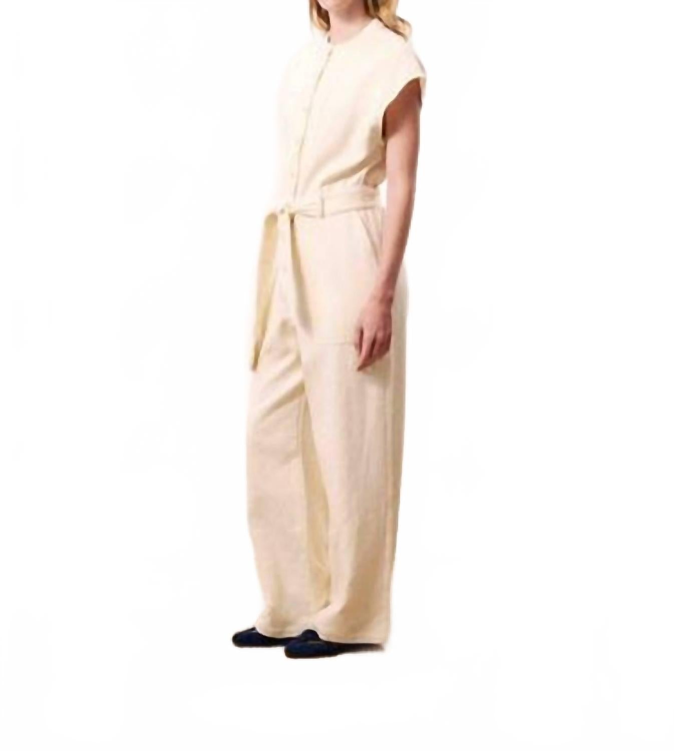 Celestia Textured Jumpsuit In Cream