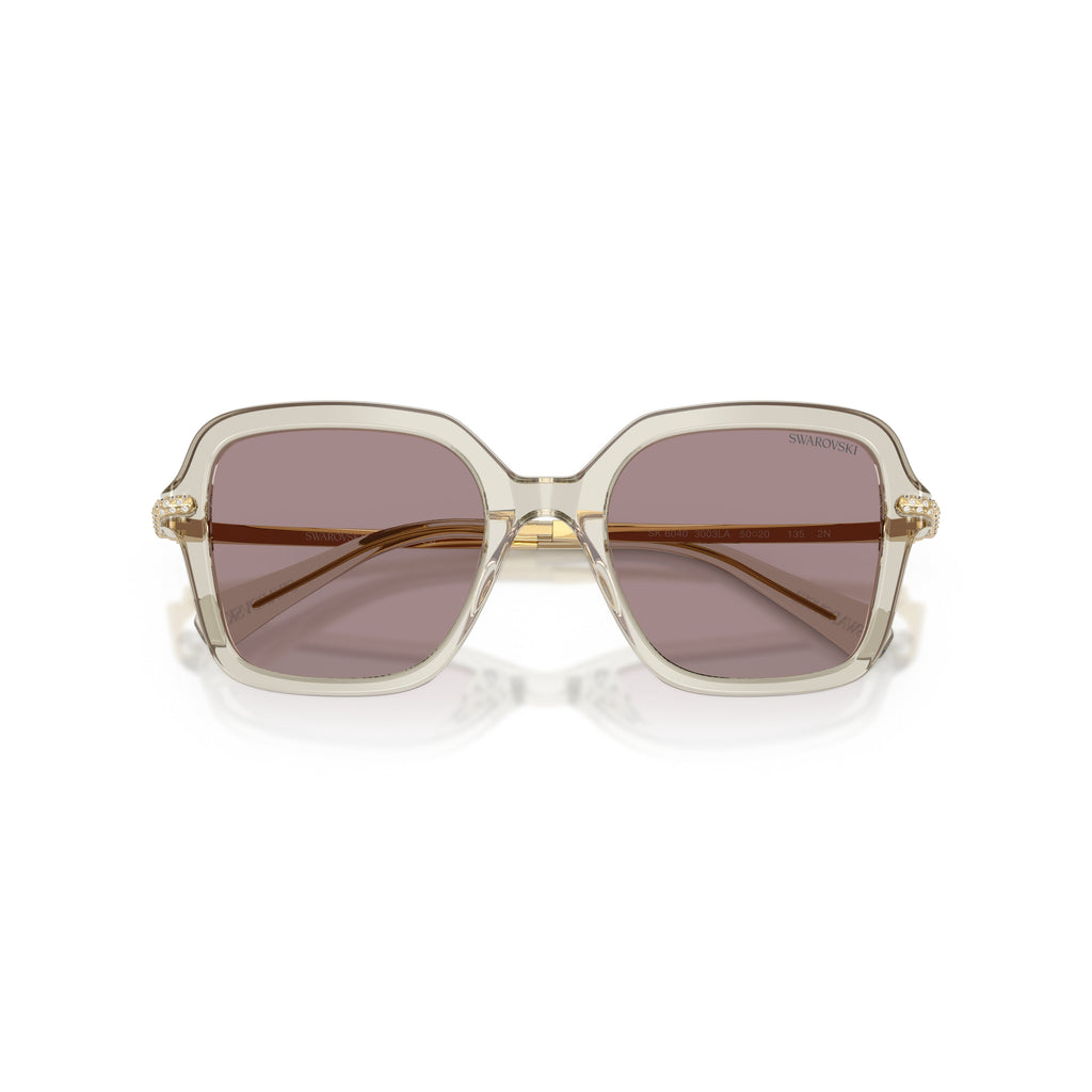 0Sk6040 Square Acetate Sunglasses with Translucent Beige Frame