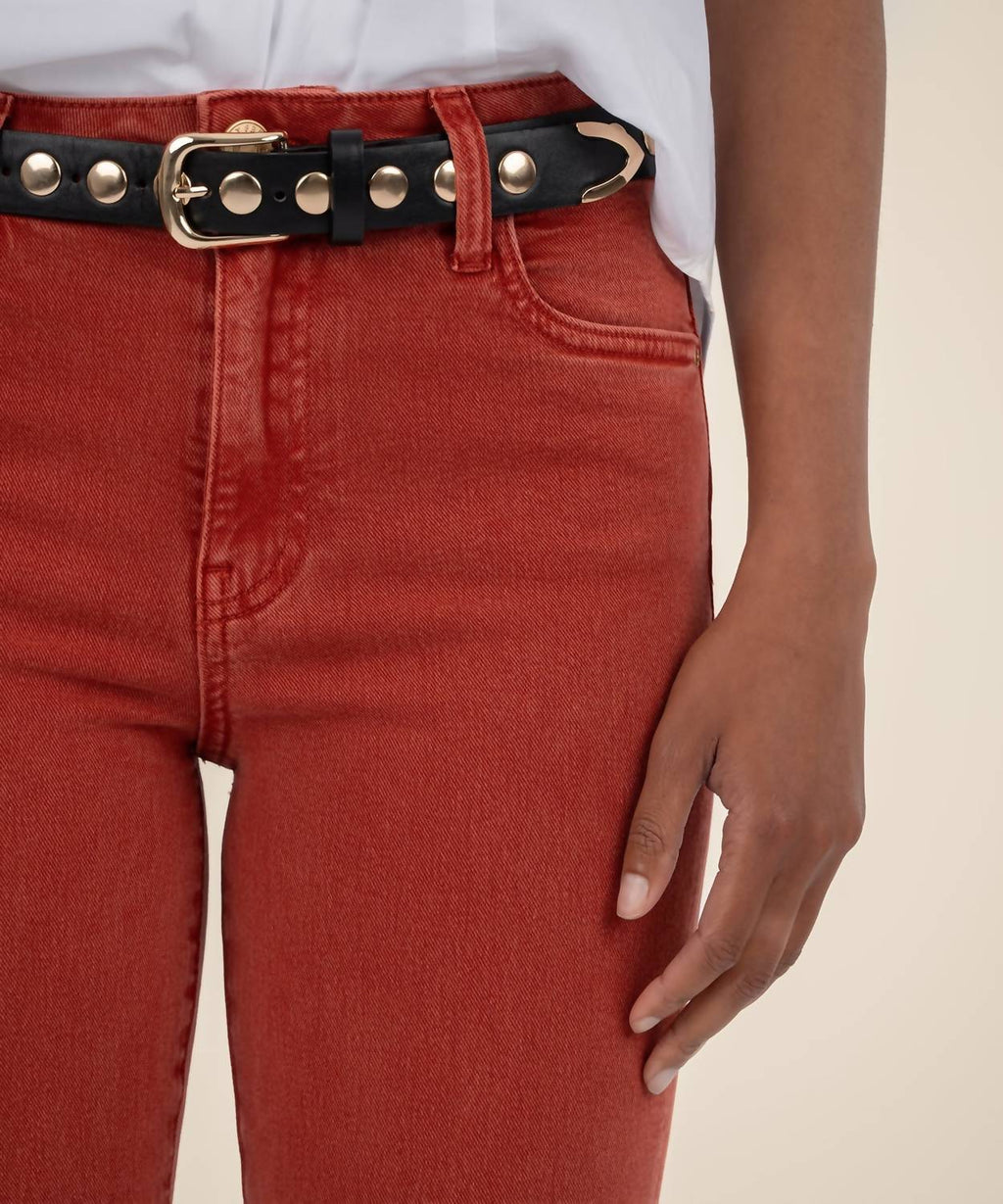 Kelsey High Rise Ankle Flare Jeans In Paprika