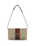 Gucci Women Horsebit Web Wallet With Shoulder Strap
