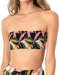 Women's Lush Leaves Rusched Top In Black