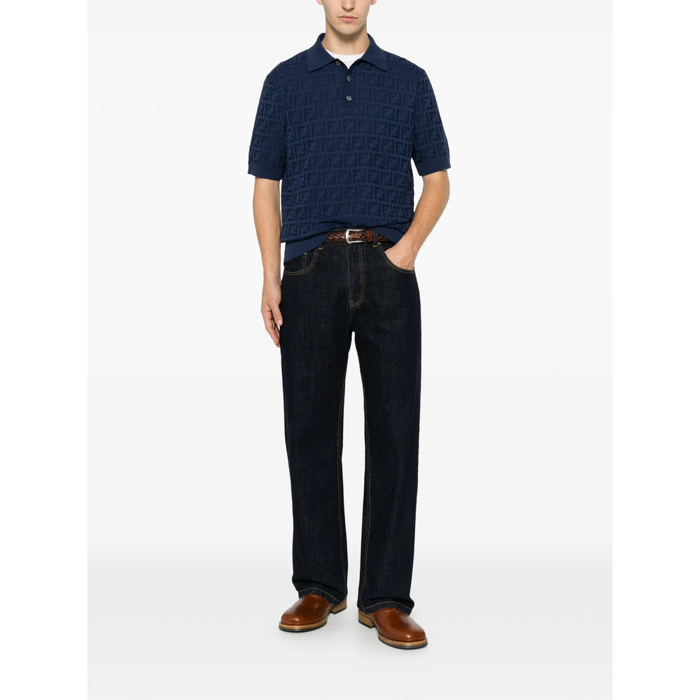 Fendi Blue Polo Shirts Men