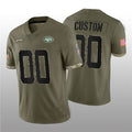 Custom1 New York Jets ACTIVE PLAYER 2022 Olive Salute To Service Limited Stitched Jersey1 Football Jersey1