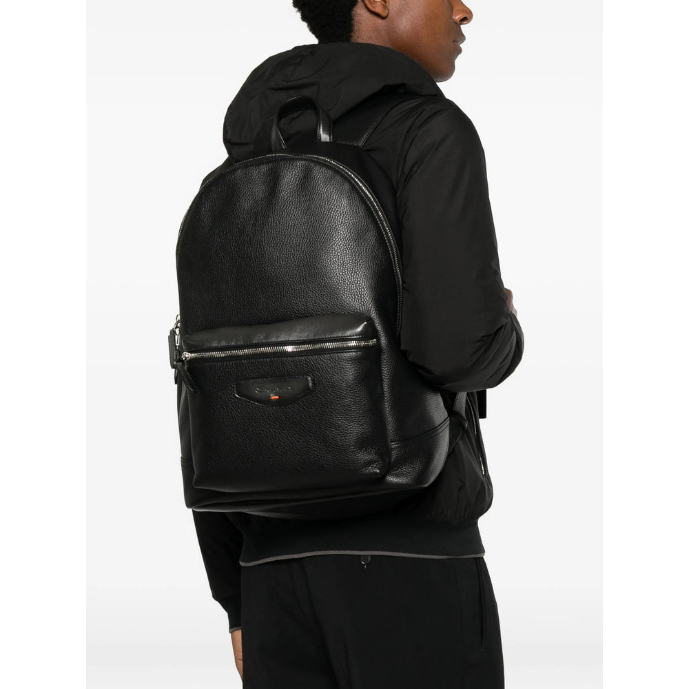 Santoni Black Backpacks Men