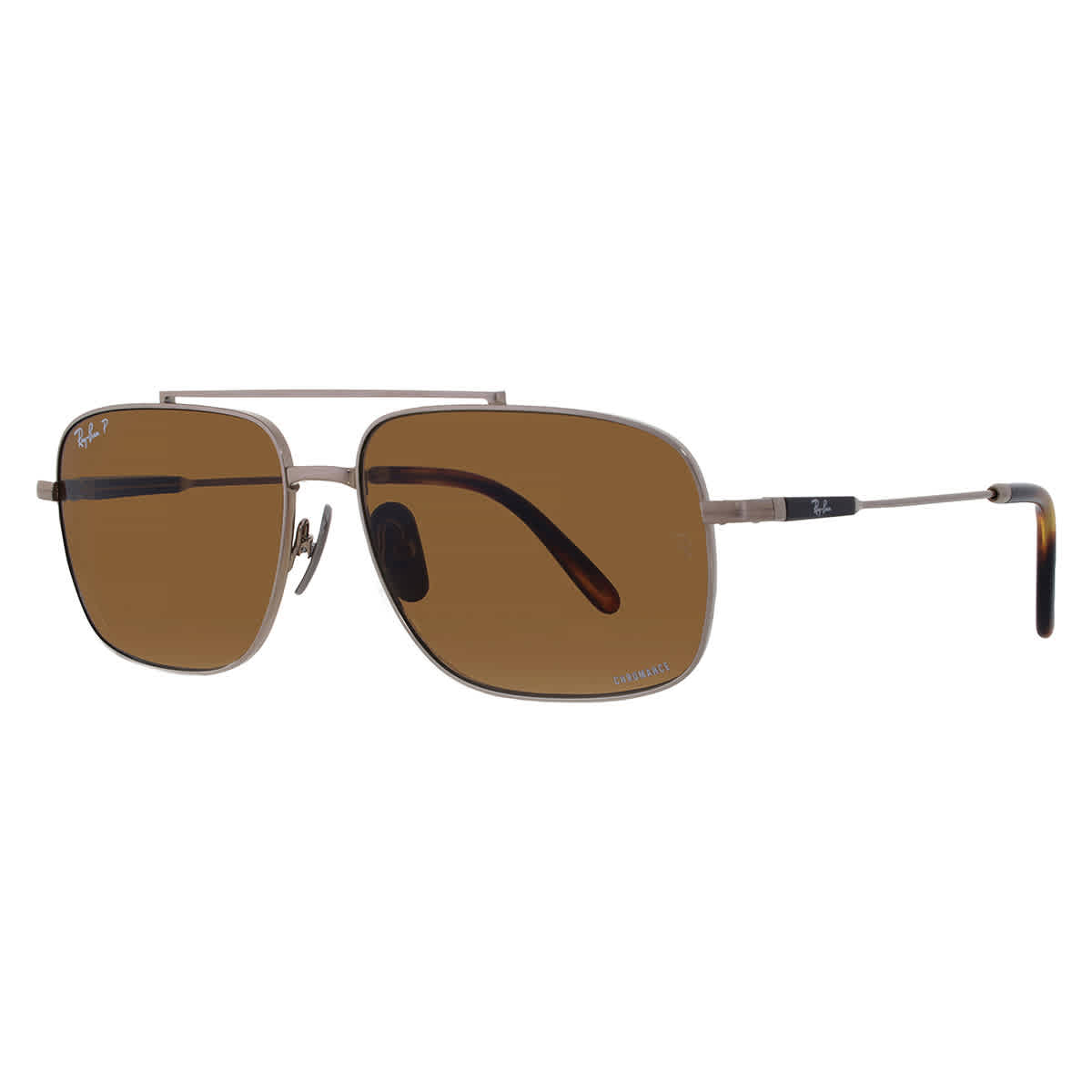 Ray Ban MICHAEL TITANIUM Polarized Brown Navigator Unisex Sunglasses RB8096 9266AN 59