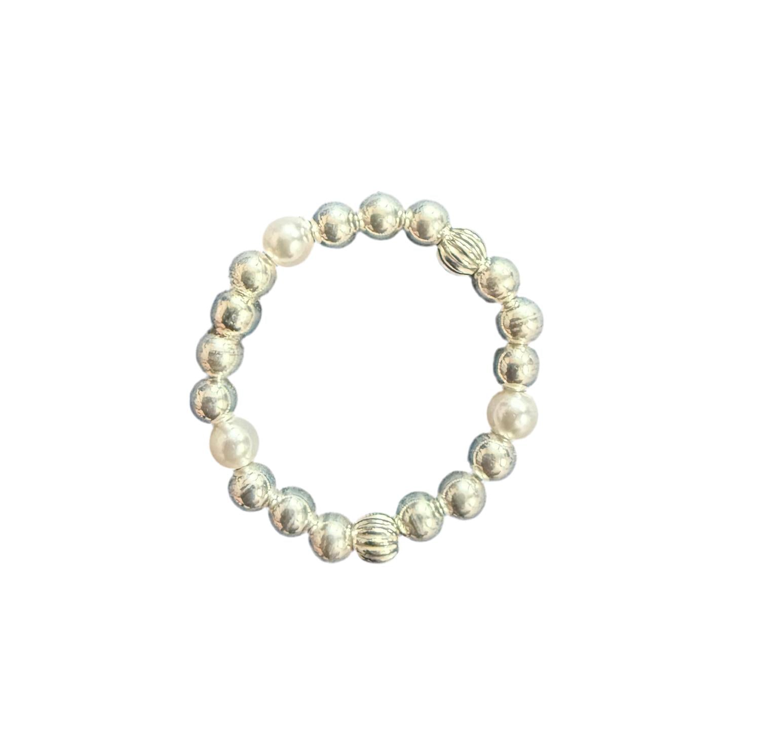 Women's Noa Beaded Stretchy Ring In Sterling Silver