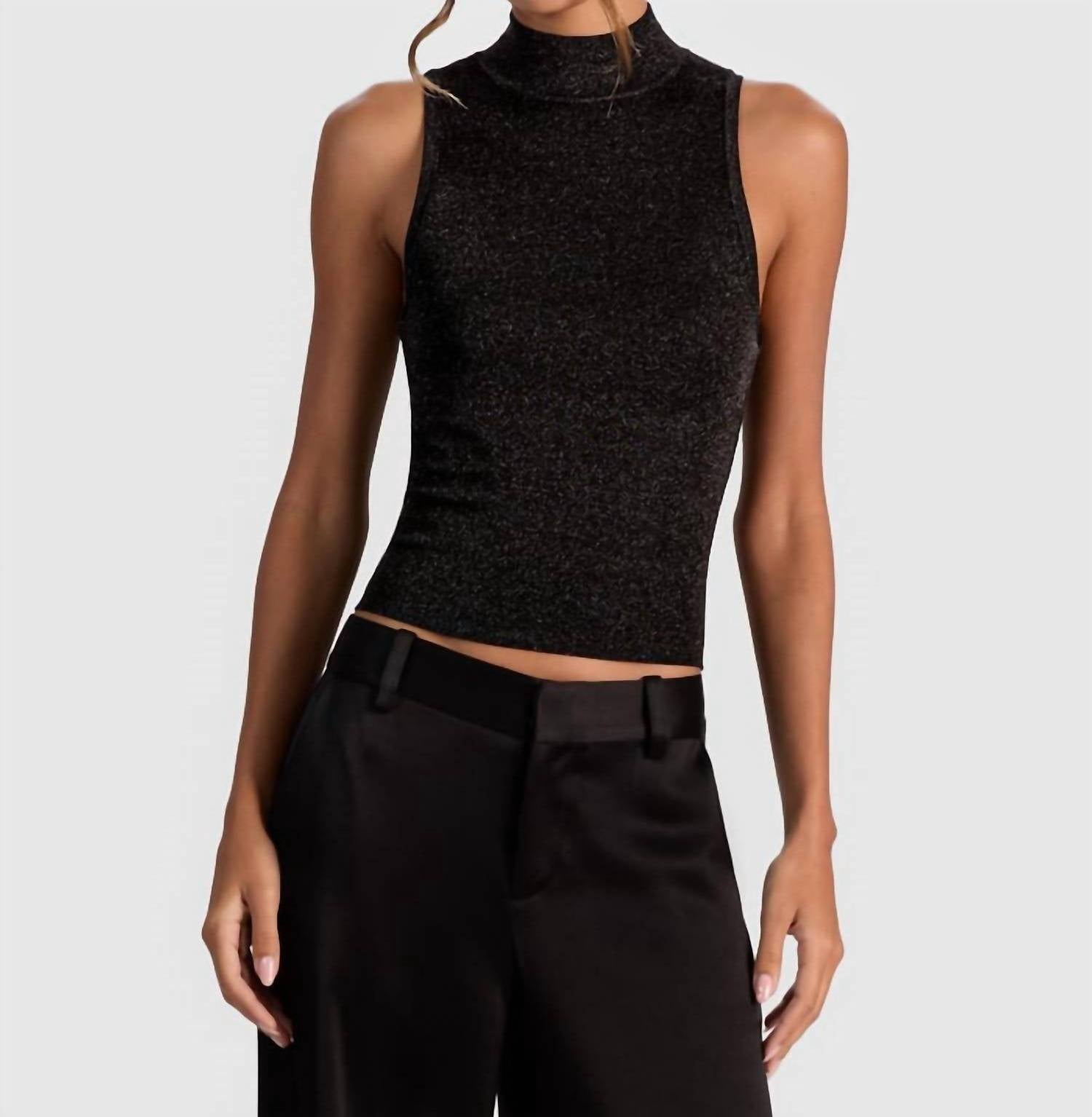 Darcey Metallic Tank Top In Black