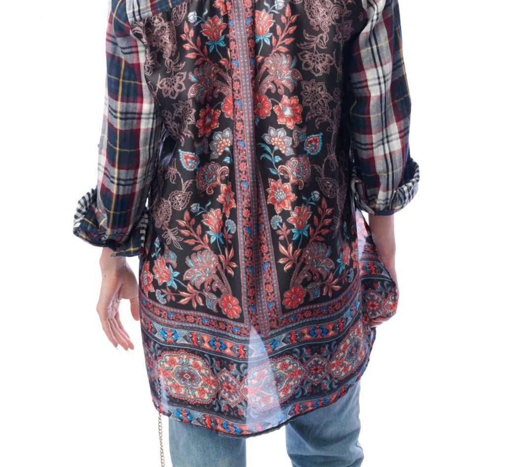 Strasburg Button-Up Shirt In Black/burgundy