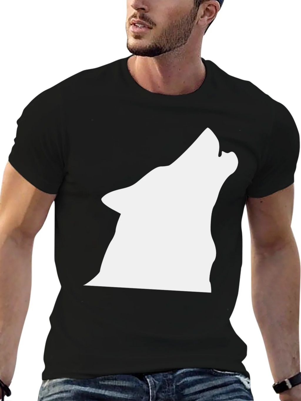 Black Wolf Silhouette Graphic T-Shirt