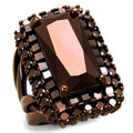 IP Coffee light Brass Ring with AAA Grade CZ in Light Coffee