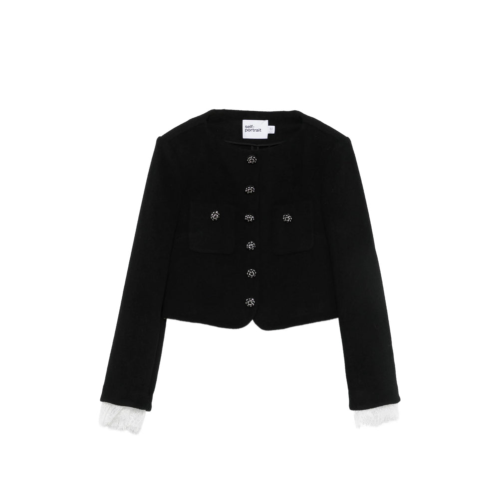 Self-Portrait Black Jackets - Cropped Jackets Women