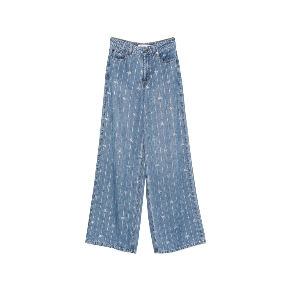 Self-Portrait Blue Denim - Wide-Leg Jeans Women