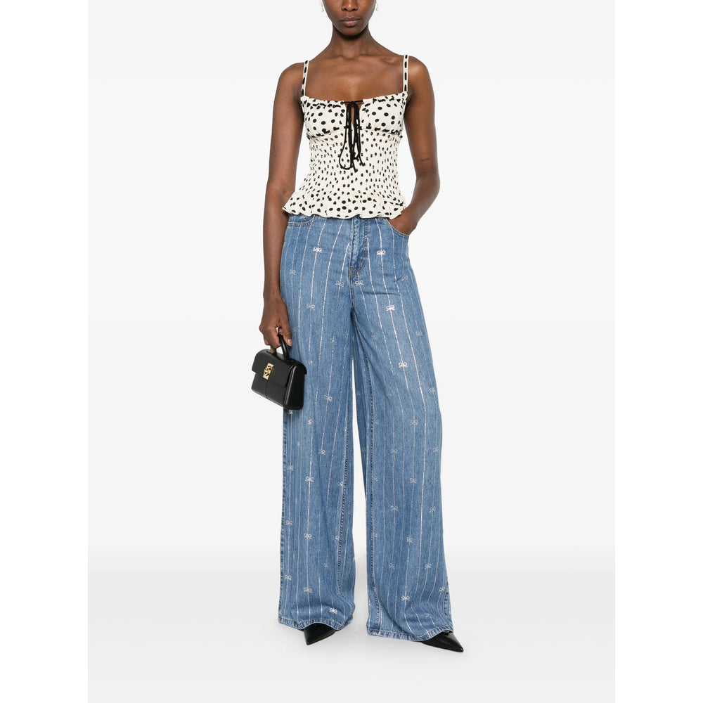 Self-Portrait Blue Denim - Wide-Leg Jeans Women