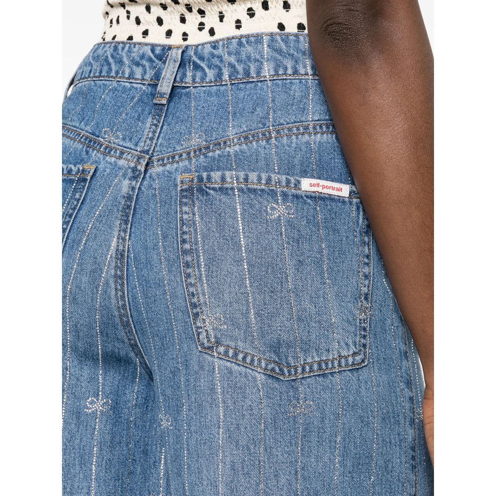 Self-Portrait Blue Denim - Wide-Leg Jeans Women